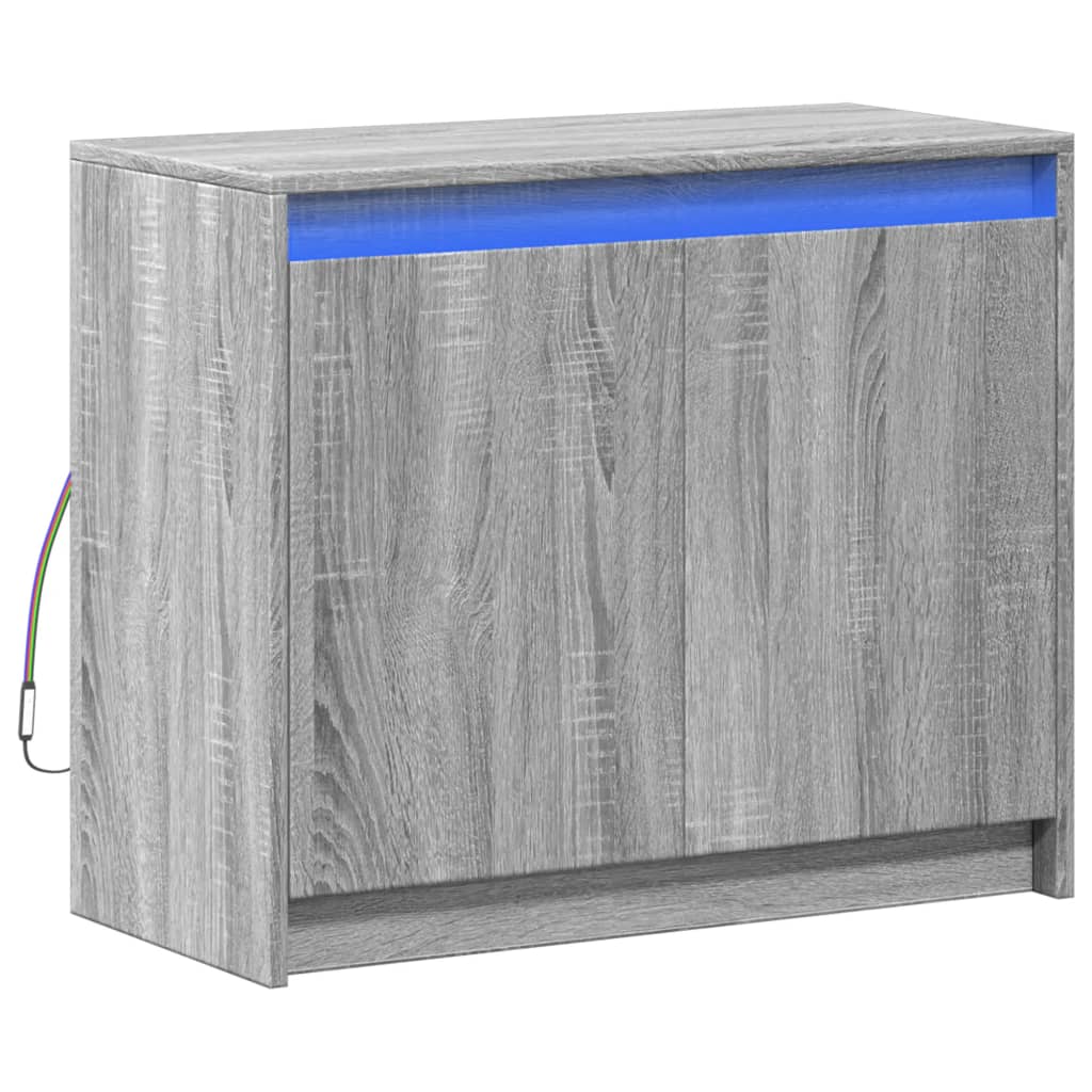 vidaXL Aparador con LED madera de ingeniería gris Sonoma 72x34x61 cm