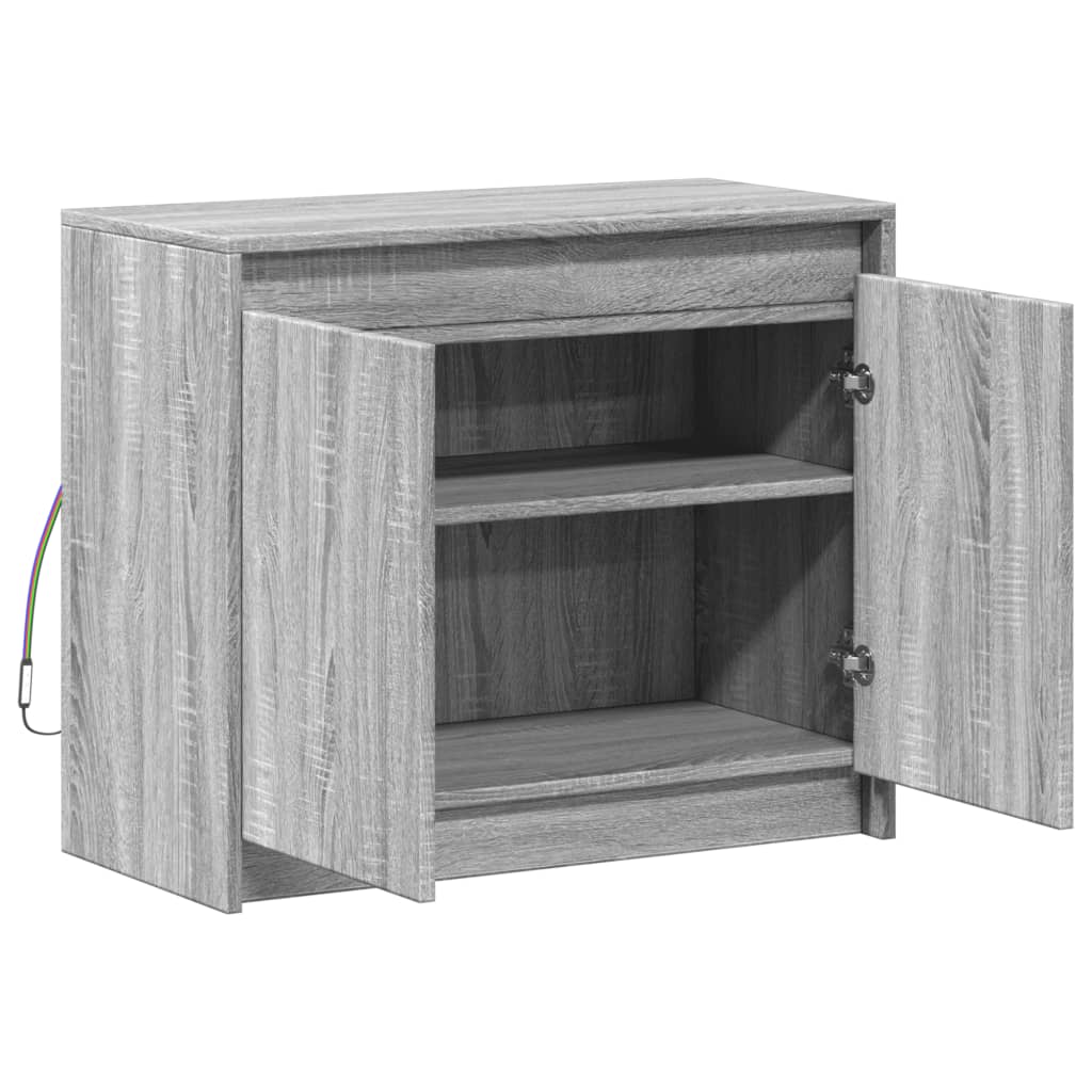 vidaXL Aparador con LED madera de ingeniería gris Sonoma 72x34x61 cm