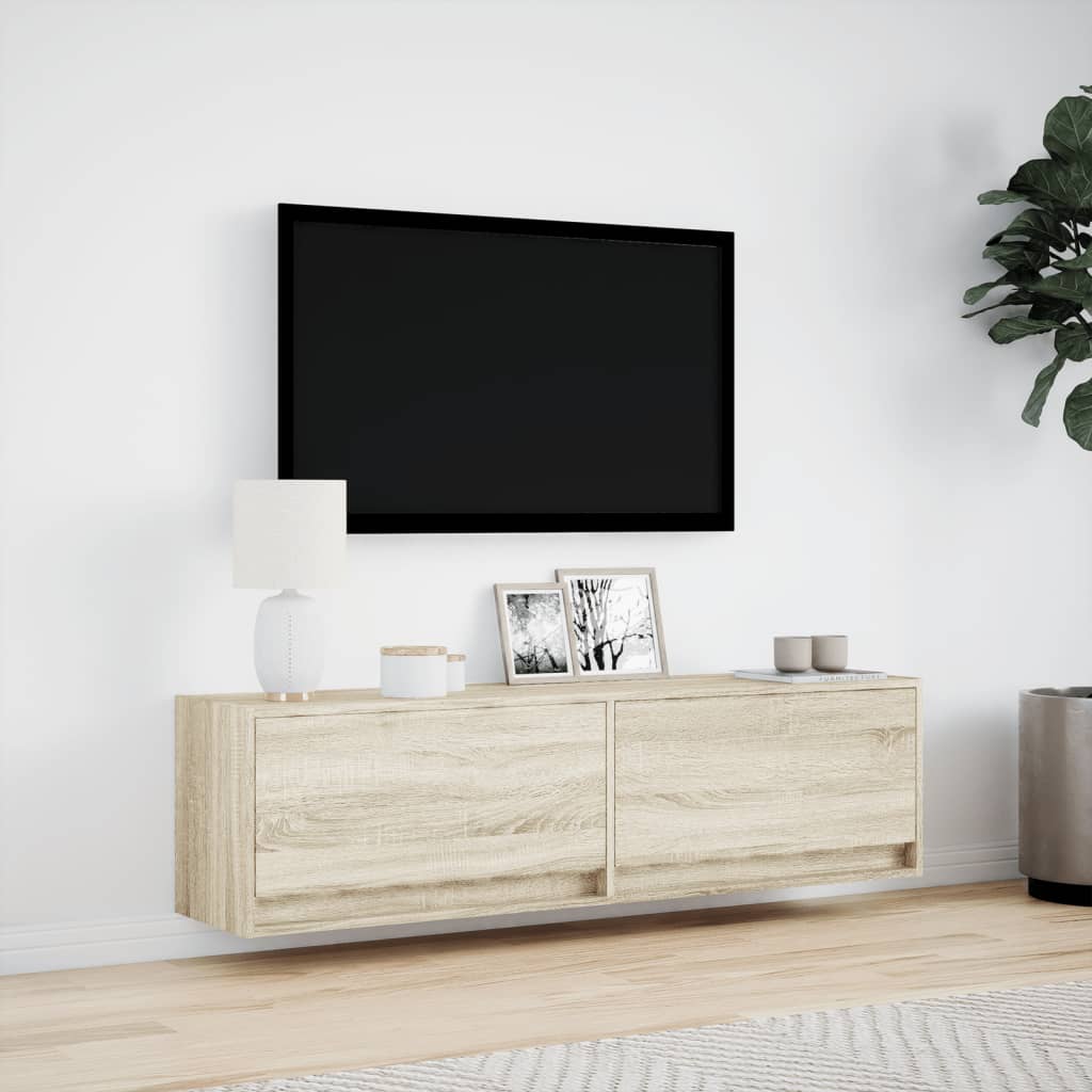 vidaXL Mueble de TV de pared con luces LED roble Sonoma 140x31x38 cm