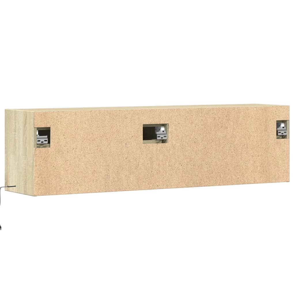 vidaXL Mueble de TV de pared con luces LED roble Sonoma 140x31x38 cm