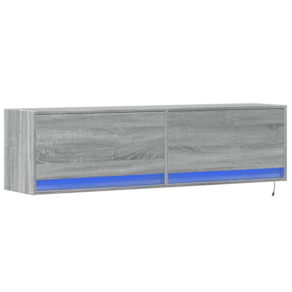 vidaXL Mueble de TV de pared con luces LED gris Sonoma 140x31x38 cm