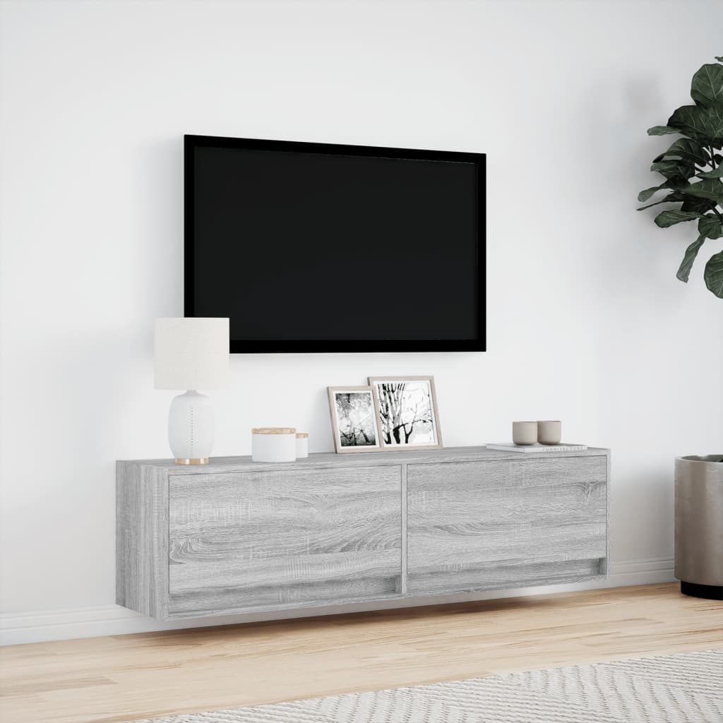 vidaXL Mueble de TV de pared con luces LED gris Sonoma 140x31x38 cm