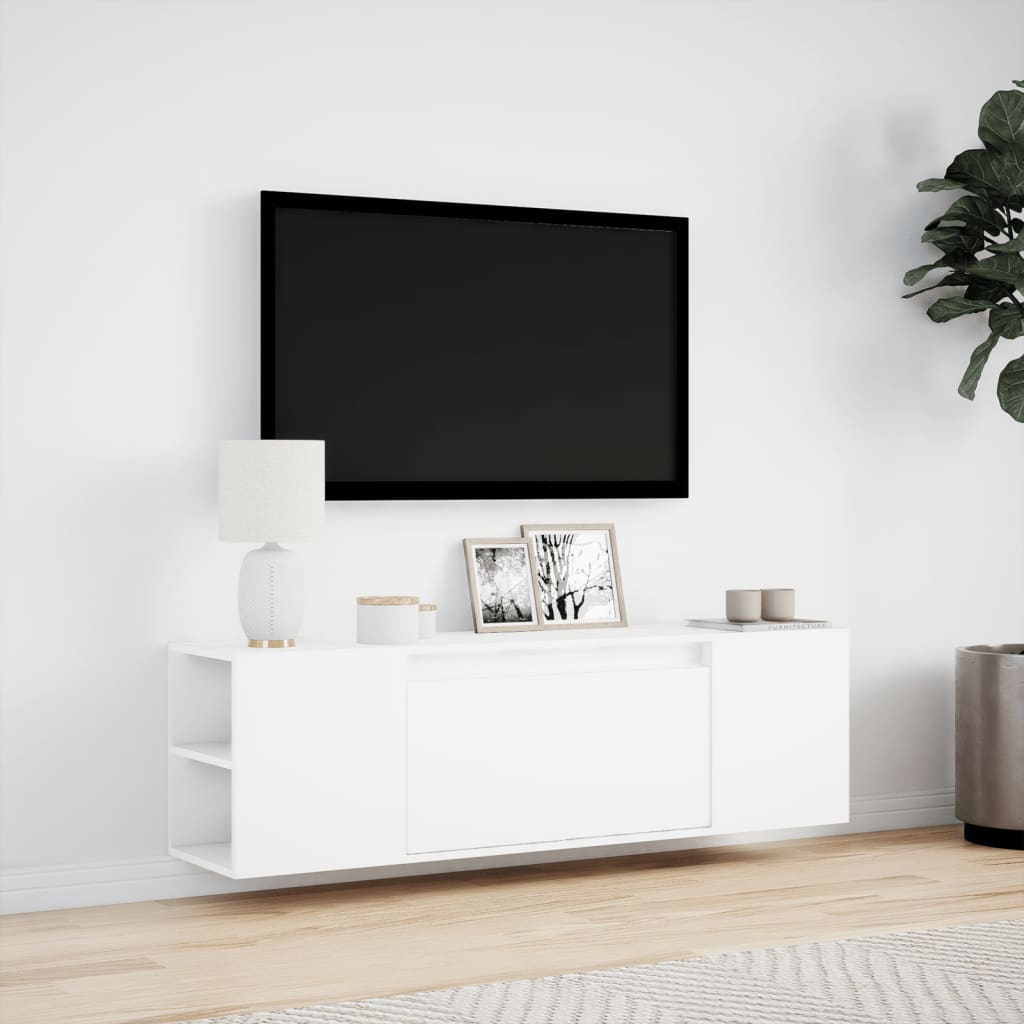 vidaXL Mueble de TV de pared con luces LED blanco 135x31x39,5 cm