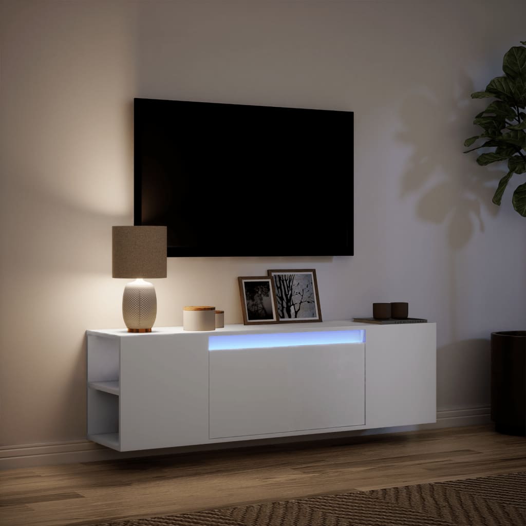 vidaXL Mueble de TV de pared con luces LED blanco 135x31x39,5 cm