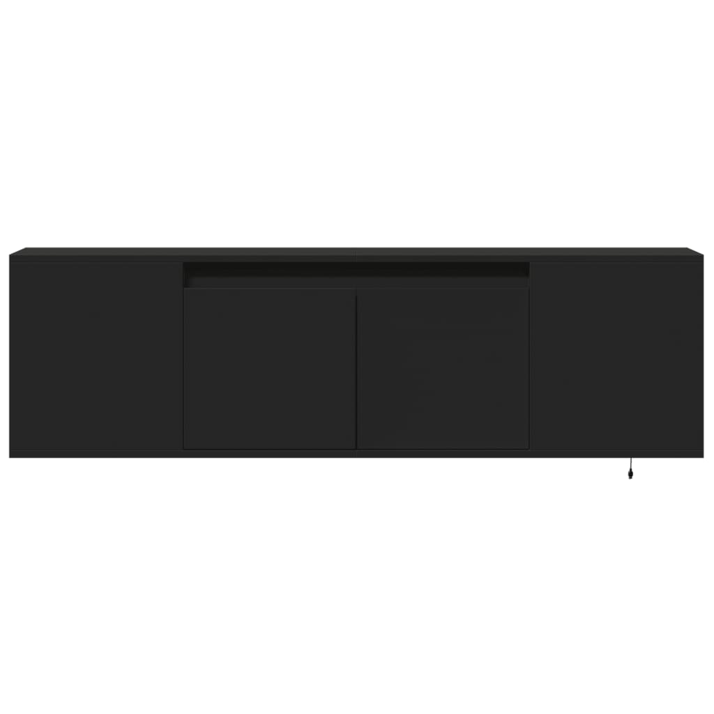 vidaXL Mueble de TV de pared con luces LED negro 135x31x39,5 cm