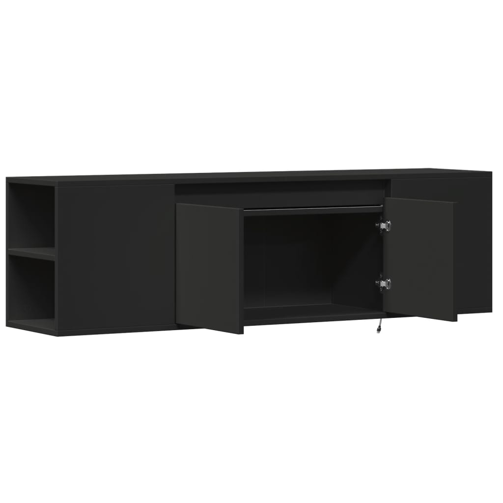 vidaXL Mueble de TV de pared con luces LED negro 135x31x39,5 cm