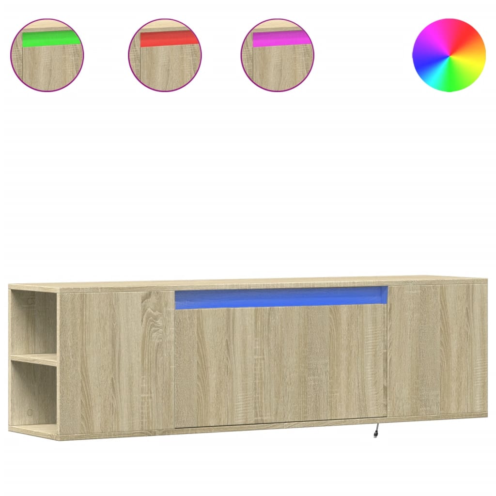 vidaXL Mueble de TV de pared con luces LED roble Sonoma 135x31x39,5 cm