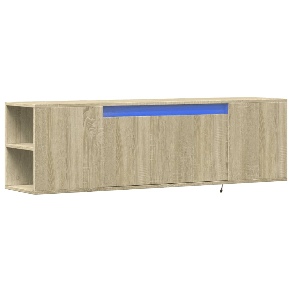 vidaXL Mueble de TV de pared con luces LED roble Sonoma 135x31x39,5 cm