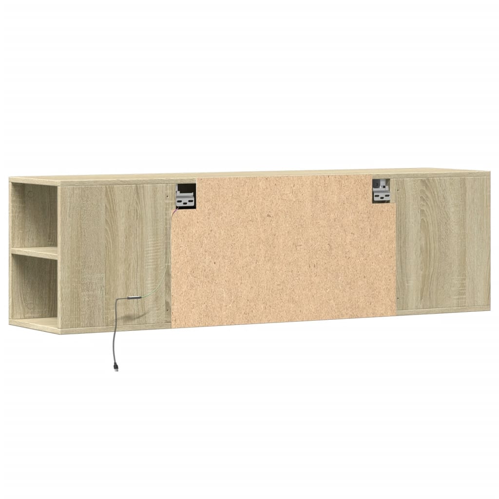 vidaXL Mueble de TV de pared con luces LED roble Sonoma 135x31x39,5 cm