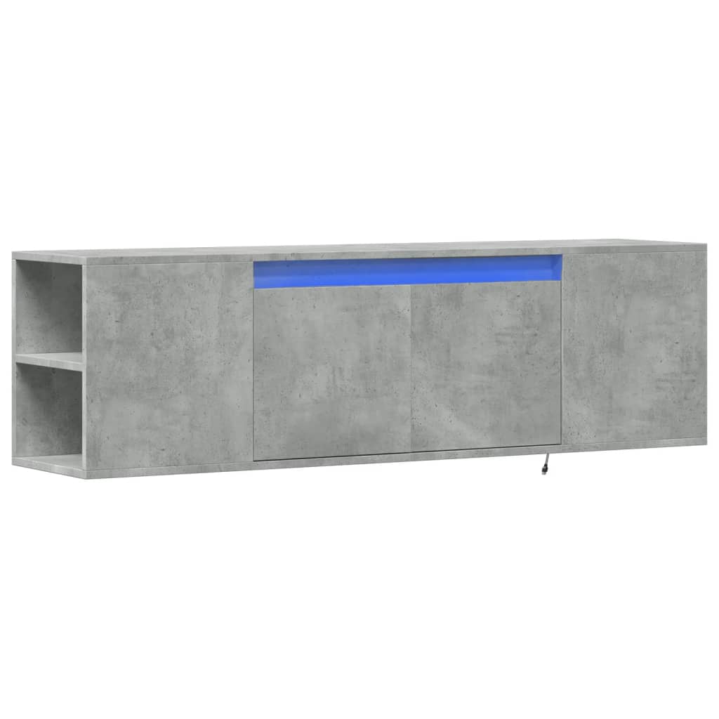 vidaXL Mueble de TV de pared luces LED gris hormigón 135x31x39,5 cm