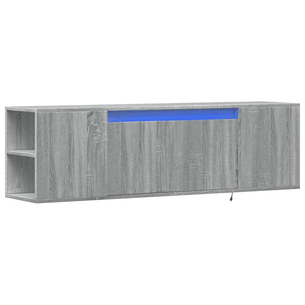 vidaXL Mueble de TV de pared con luces LED gris Sonoma 135x31x39,5 cm