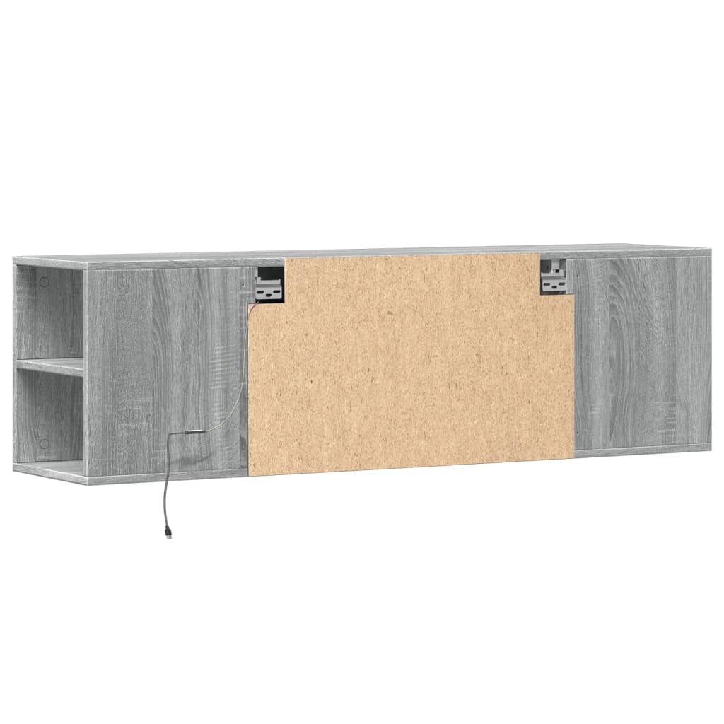 vidaXL Mueble de TV de pared con luces LED gris Sonoma 135x31x39,5 cm