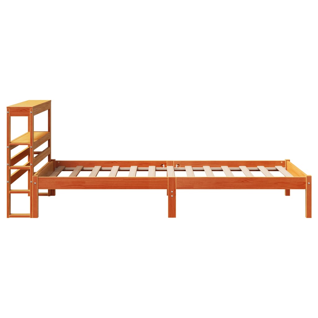 vidaXL Estructura cama con cabecero madera pino marrón cera 75x190 cm