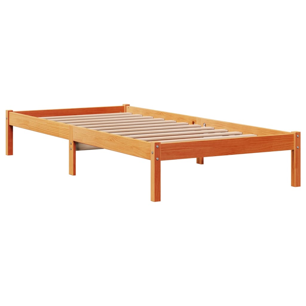 vidaXL Estructura cama con cabecero madera pino marrón cera 75x190 cm