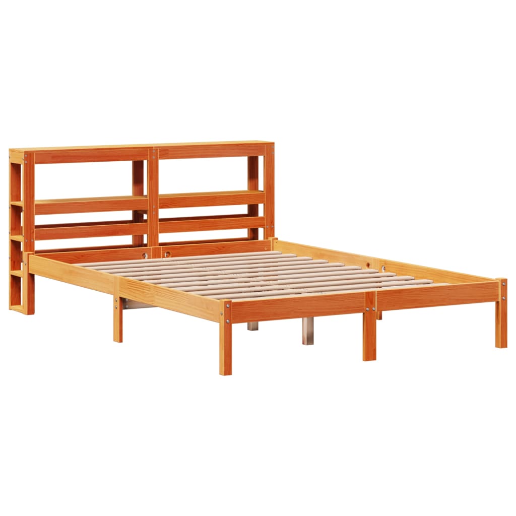 vidaXL Estructura cama con cabecero madera pino marrón cera 120x190 cm