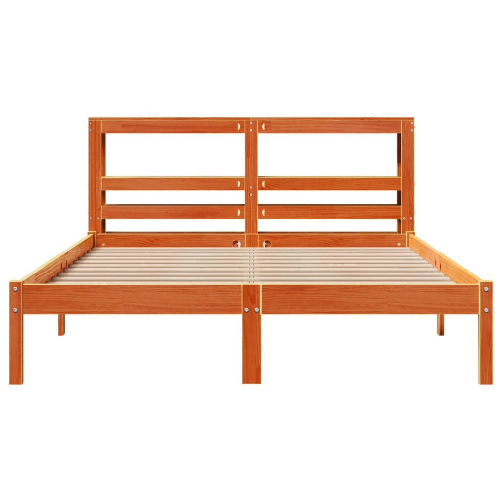 vidaXL Estructura cama con cabecero madera pino marrón cera 120x190 cm