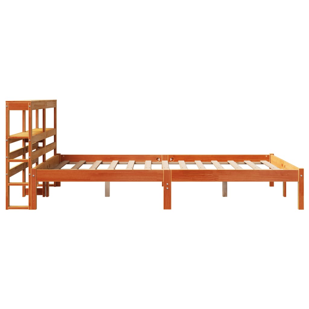 vidaXL Estructura cama con cabecero madera pino marrón cera 120x190 cm