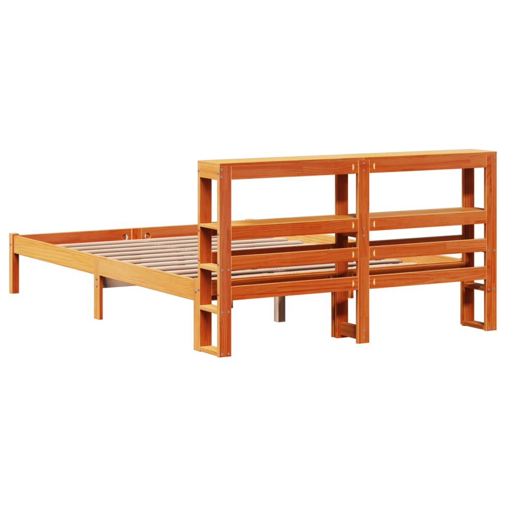 vidaXL Estructura cama con cabecero madera pino marrón cera 120x190 cm