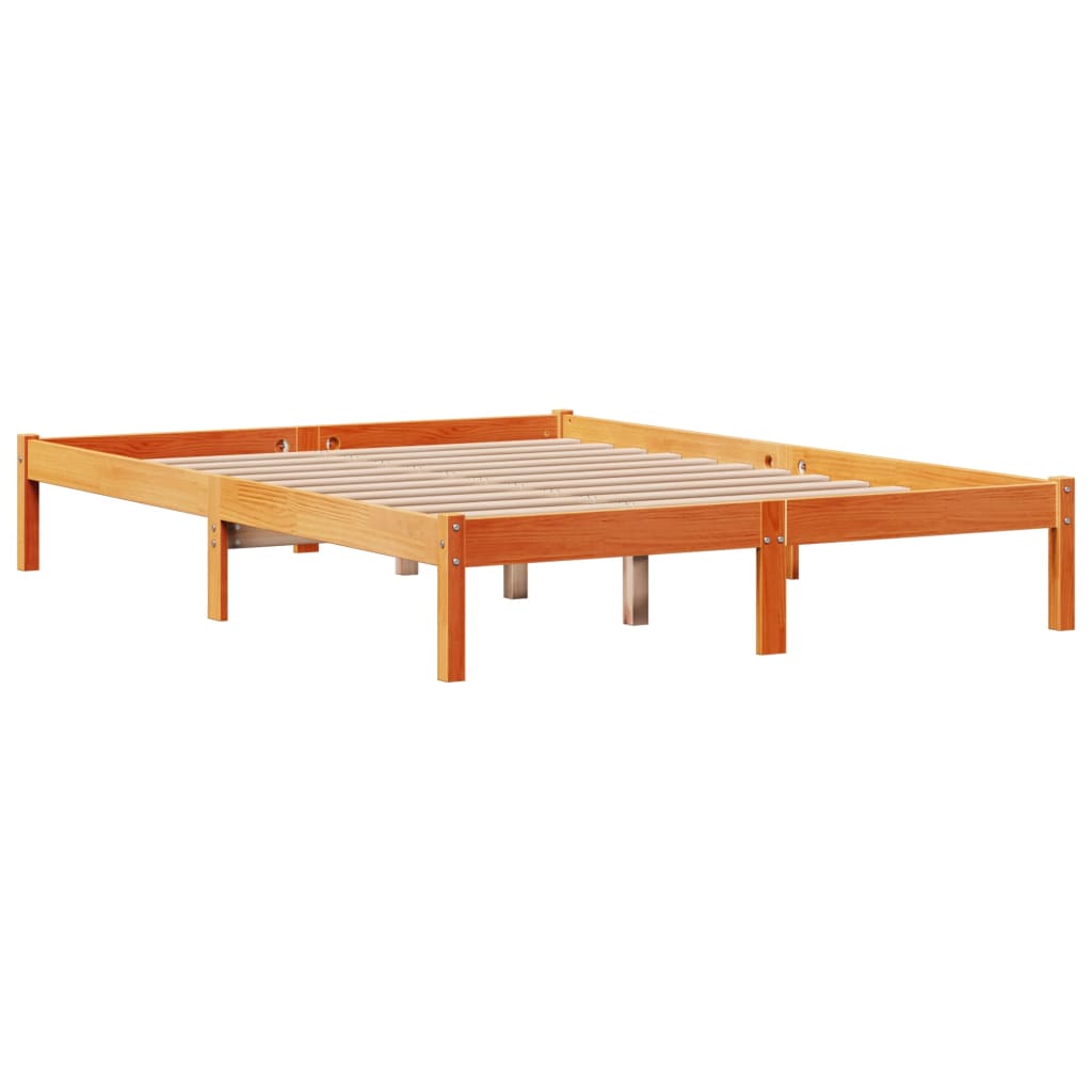 vidaXL Estructura cama con cabecero madera pino marrón cera 120x190 cm