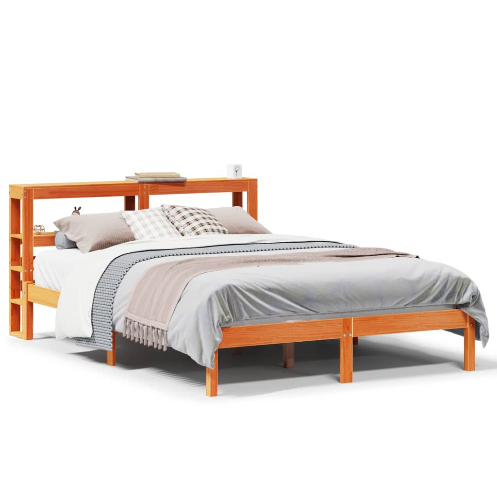 vidaXL Estructura cama con cabecero madera pino marrón cera 120x190 cm