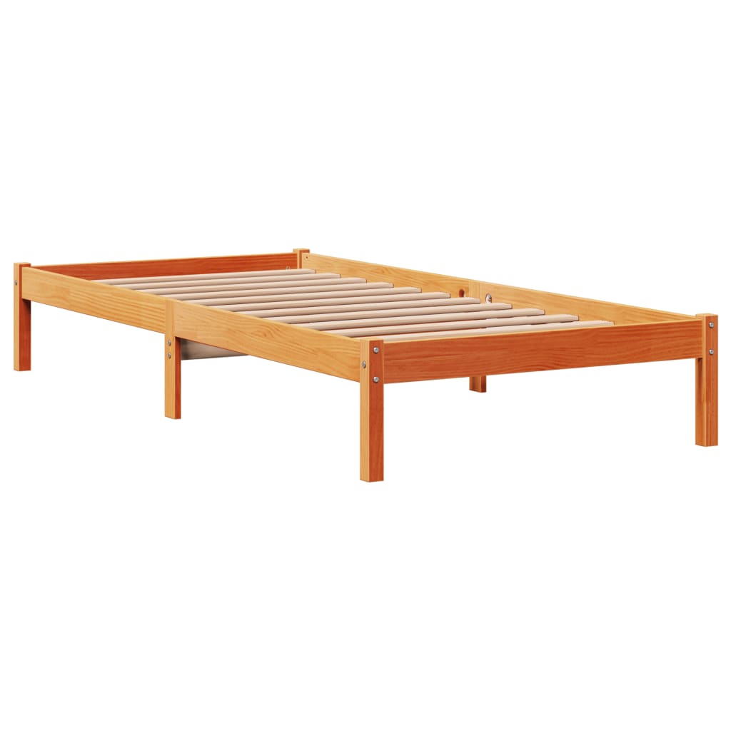 vidaXL Estructura cama con cabecero madera pino marrón cera 100x200 cm