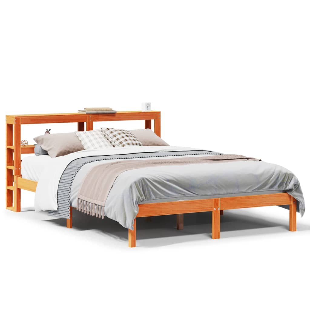 vidaXL Estructura cama con cabecero madera pino marrón cera 120x200 cm