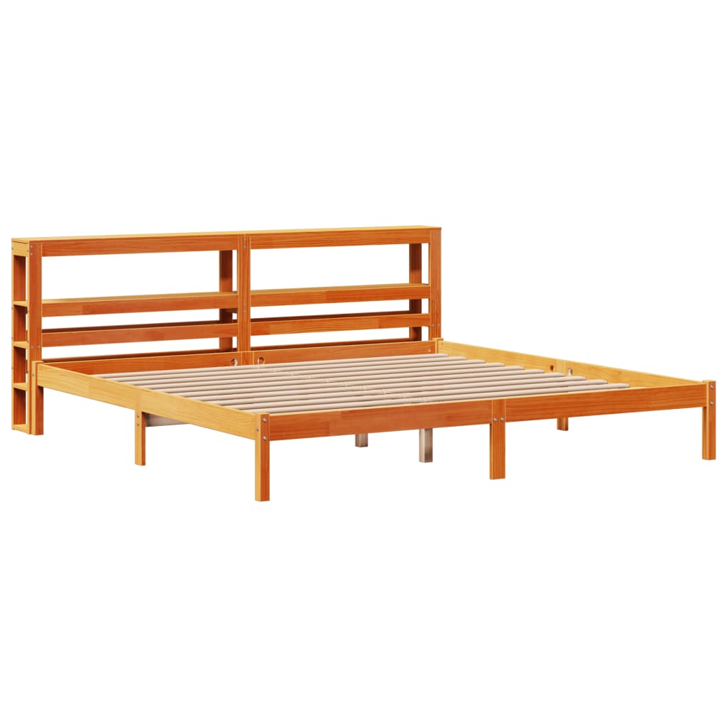 vidaXL Estructura cama con cabecero madera pino marrón cera 180x200 cm