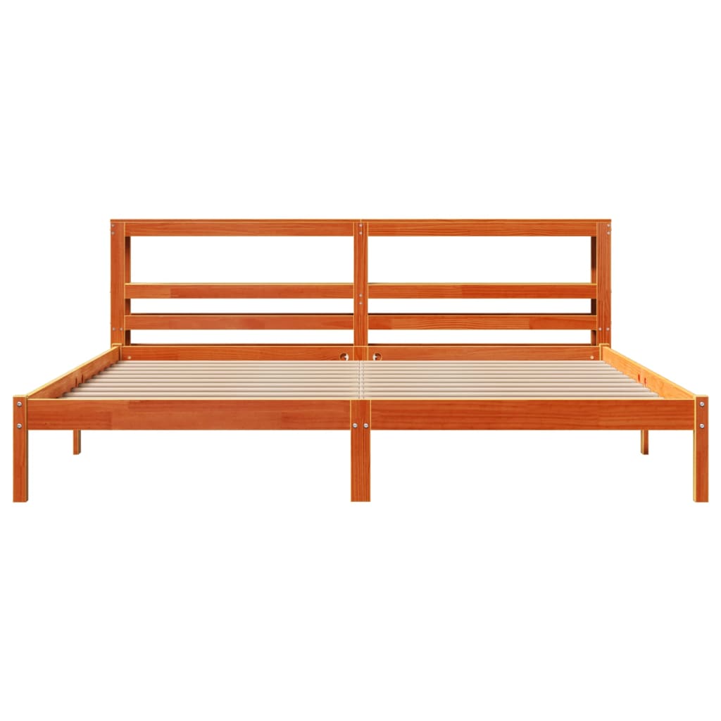 vidaXL Estructura cama con cabecero madera pino marrón cera 180x200 cm