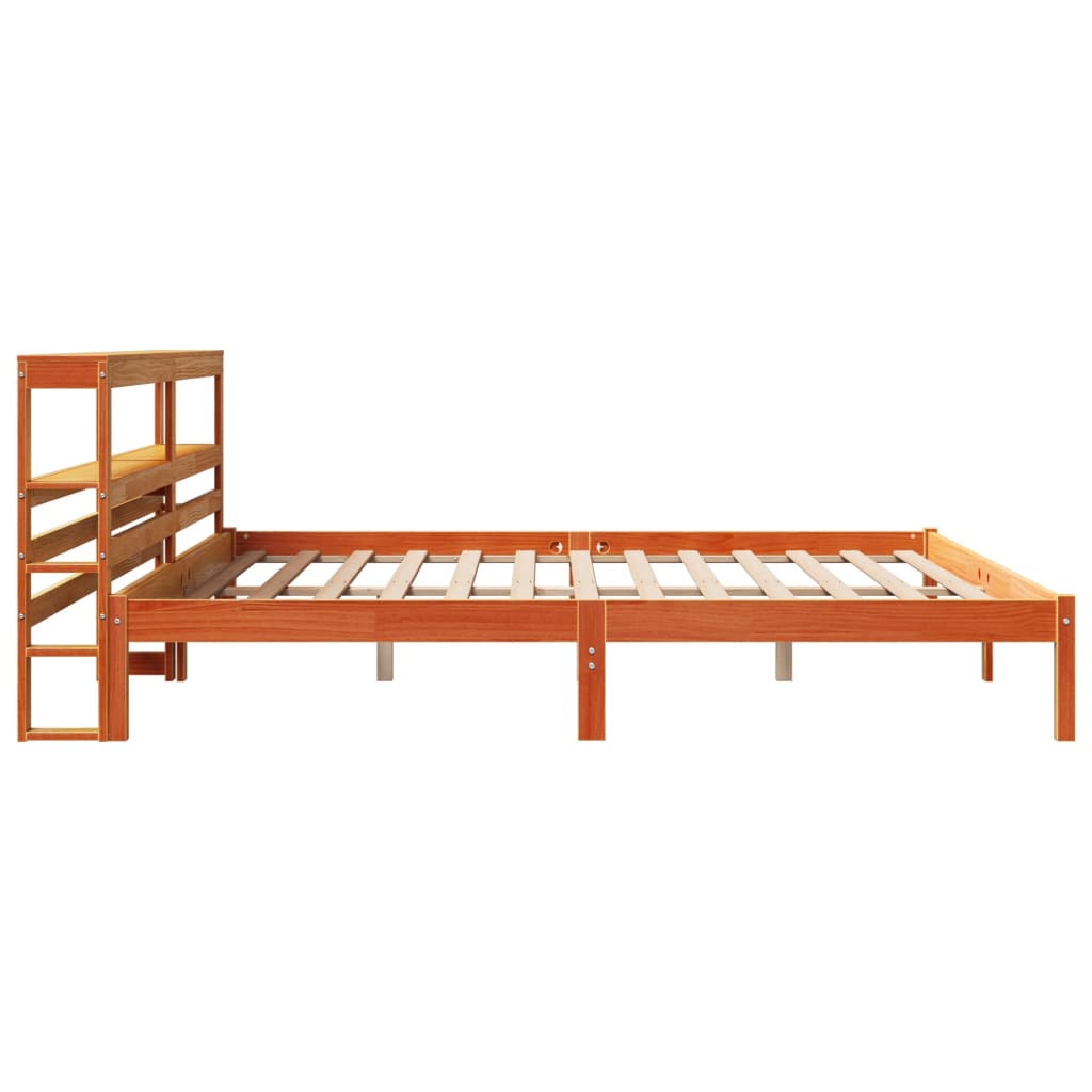 vidaXL Estructura cama con cabecero madera pino marrón cera 180x200 cm