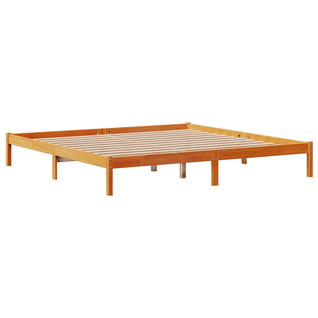 vidaXL Estructura cama con cabecero madera pino marrón cera 180x200 cm