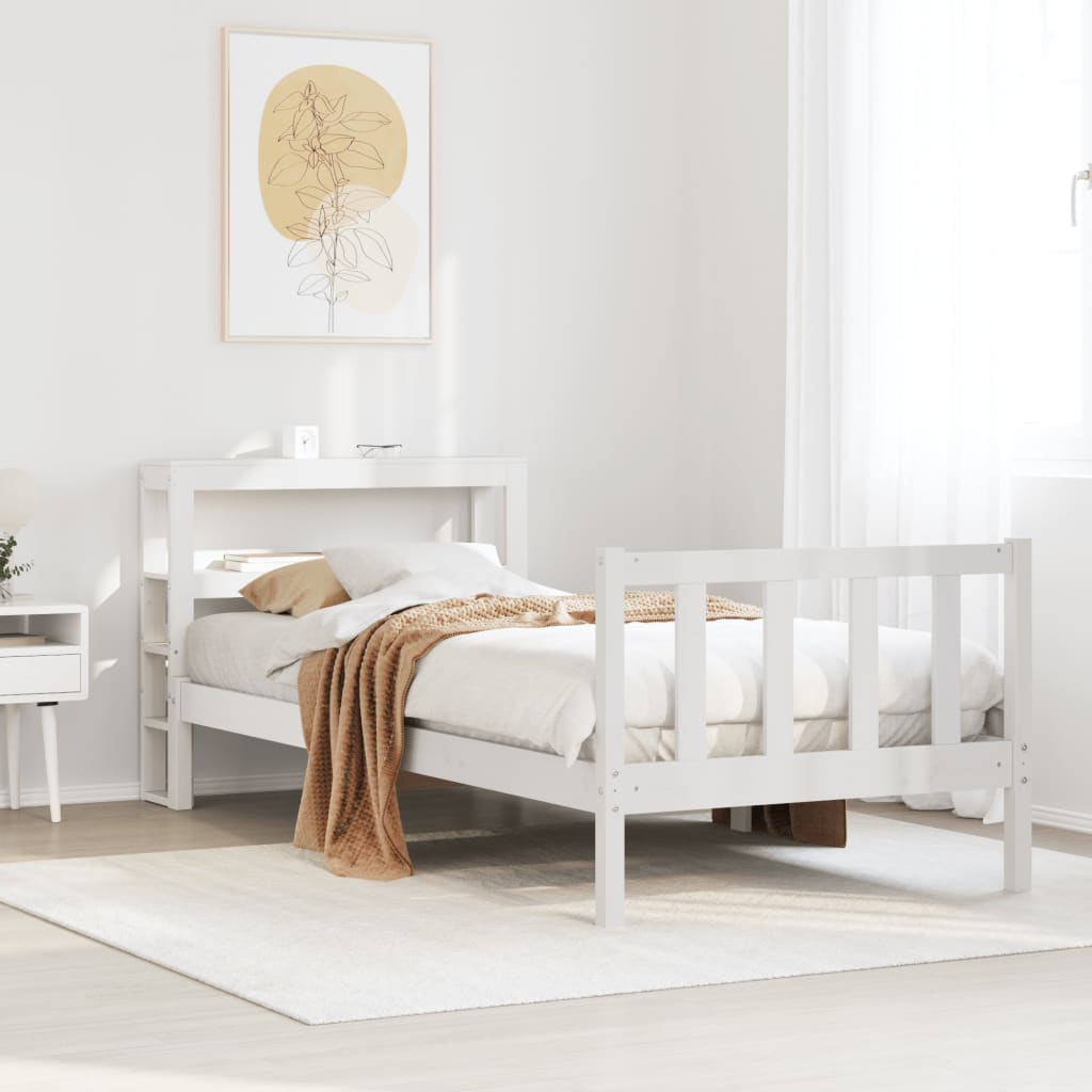 vidaXL Estructura de cama sin colchón madera maciza blanca 90x190 cm