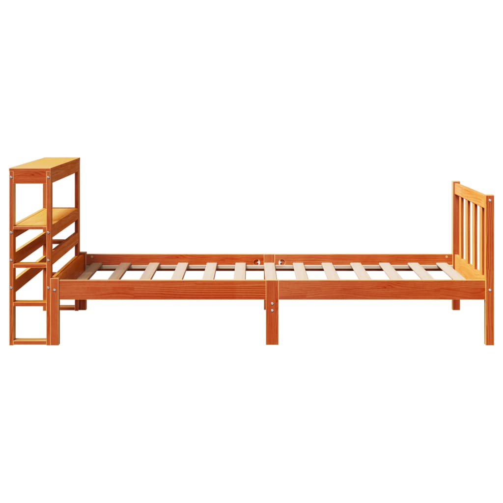 vidaXL Estructura cama con cabecero madera pino marrón cera 75x190 cm