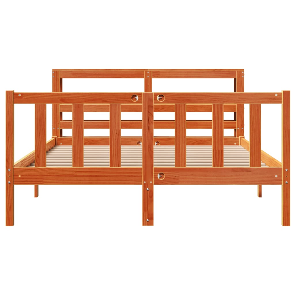 vidaXL Estructura cama con cabecero madera pino marrón cera 120x190 cm