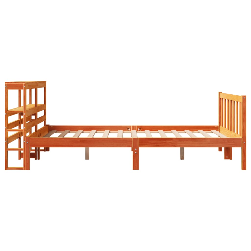 vidaXL Estructura cama con cabecero madera pino marrón cera 120x190 cm