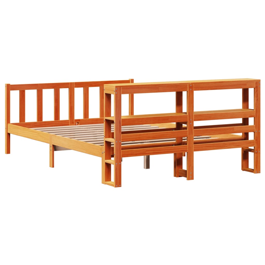 vidaXL Estructura cama con cabecero madera pino marrón cera 120x190 cm