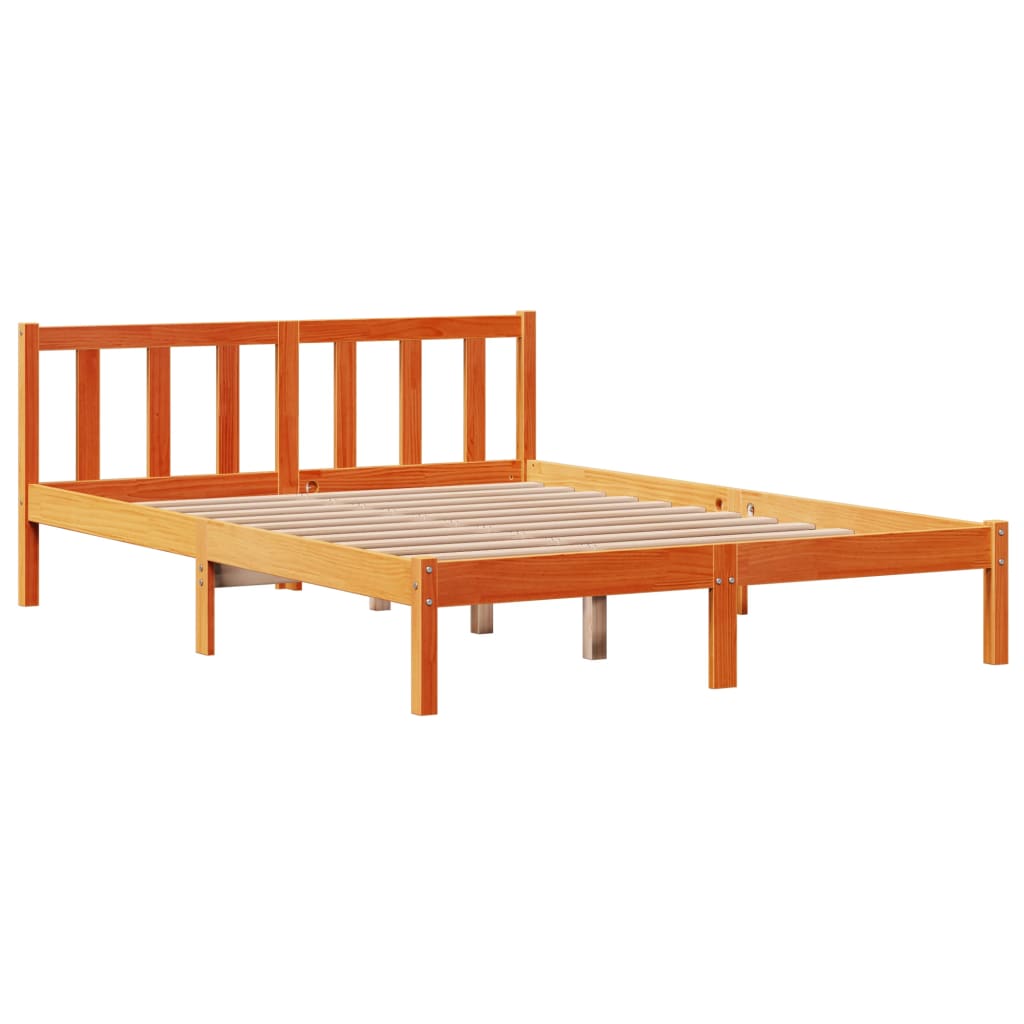 vidaXL Estructura cama con cabecero madera pino marrón cera 120x190 cm