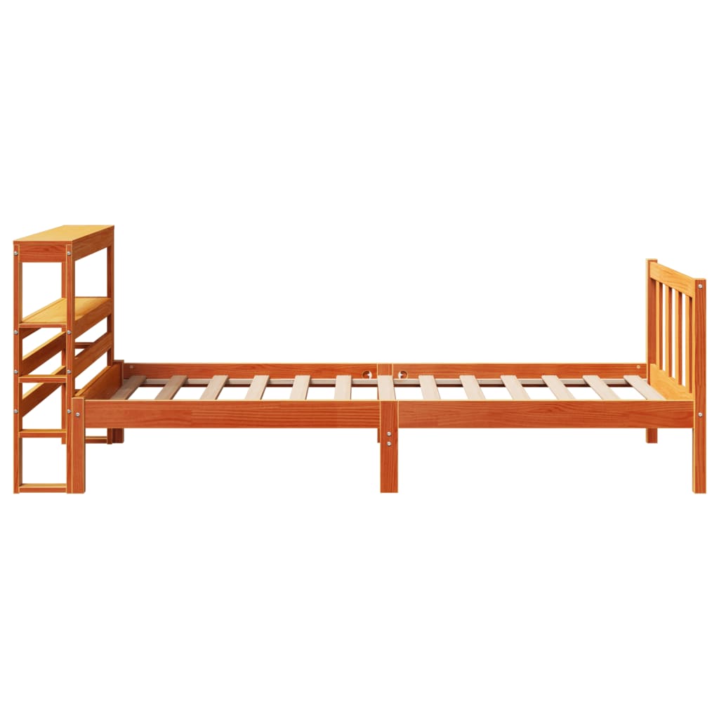 vidaXL Estructura cama con cabecero madera pino marrón cera 100x200 cm