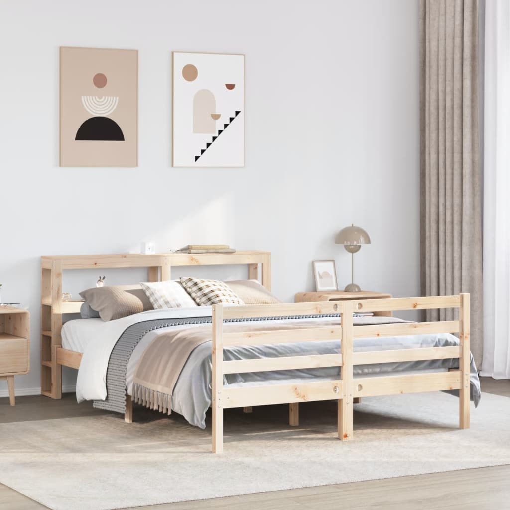 vidaXL Estructura de cama sin colchón madera de pino blanco 150x200 cm