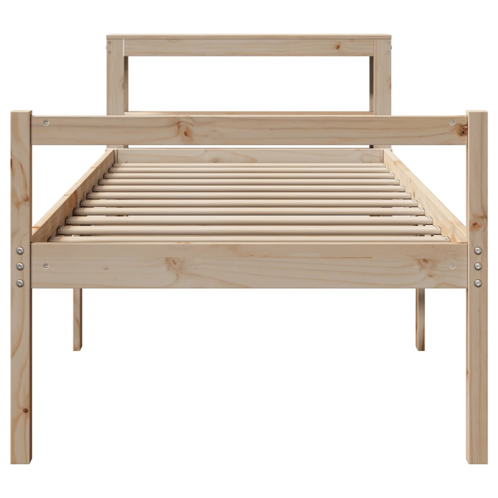 vidaXL Cama personas mayores con cabecero madera maciza pino 75x190 cm