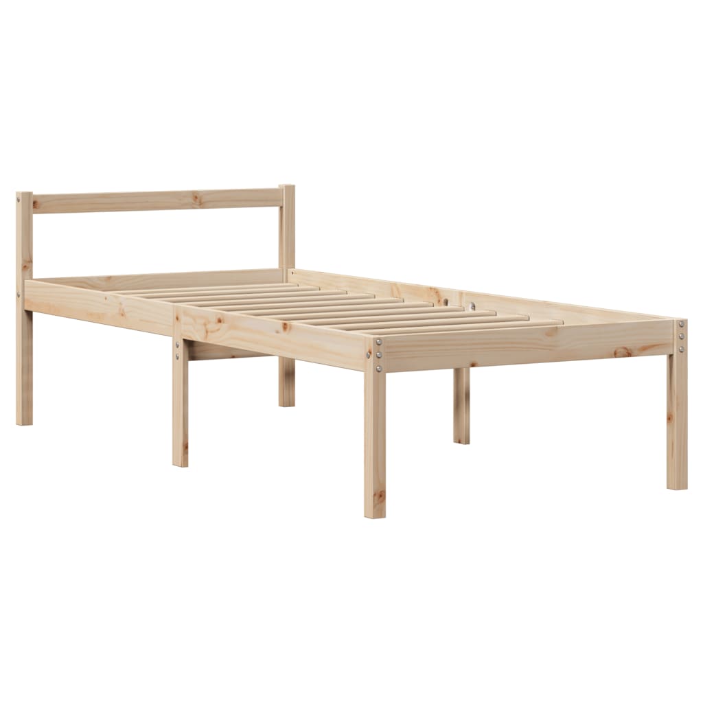 vidaXL Cama personas mayores con cabecero madera maciza pino 75x190 cm