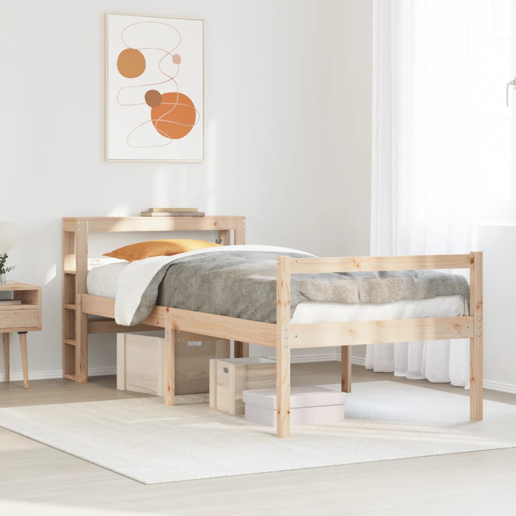 vidaXL Cama personas mayores con cabecero madera maciza pino 75x190 cm