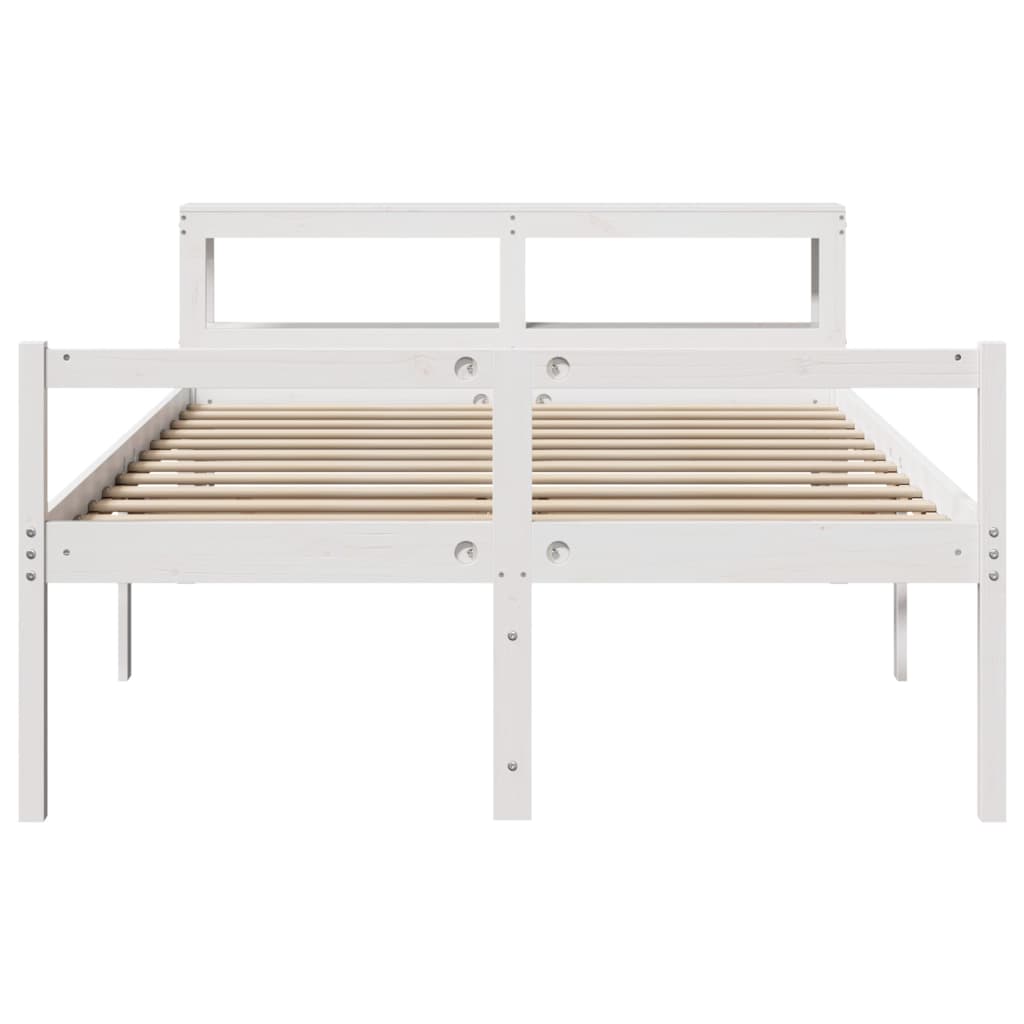 vidaXL Cama personas mayores cabecero madera maciza blanco 120x200 cm