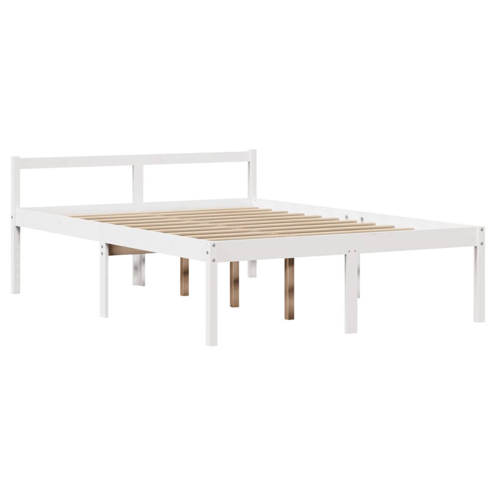 vidaXL Cama personas mayores cabecero madera maciza blanco 120x200 cm