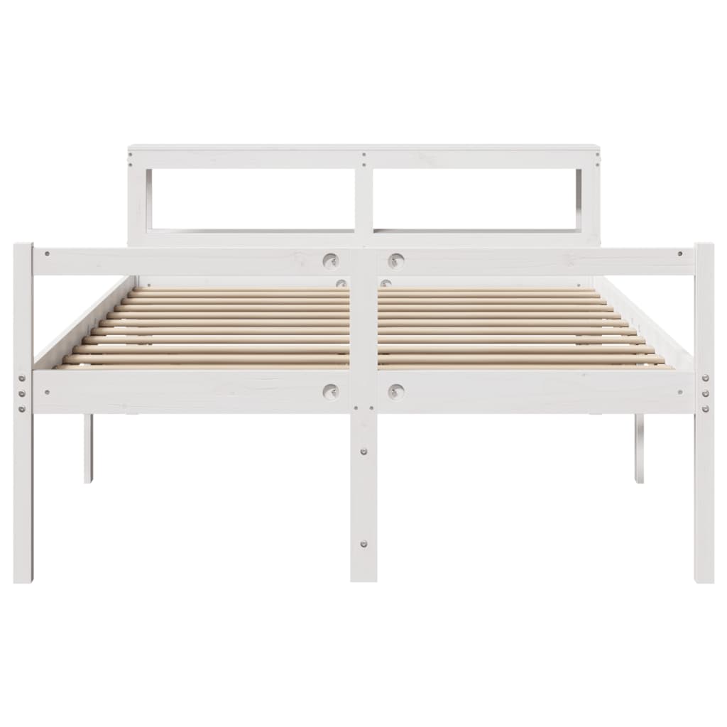 vidaXL Cama personas mayores cabecero madera maciza blanco 140x200 cm