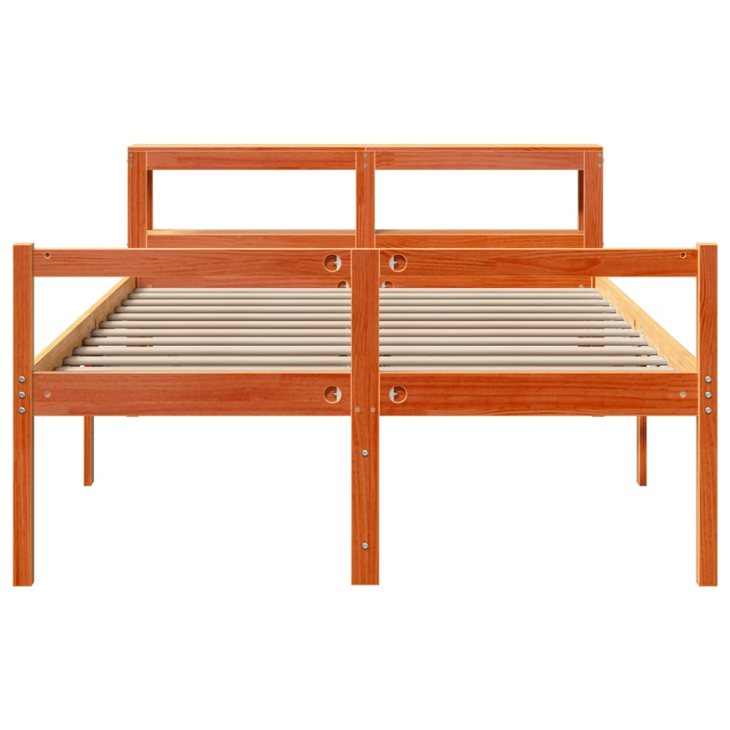 vidaXL Estructura cama con cabecero madera pino marrón cera 120x190 cm