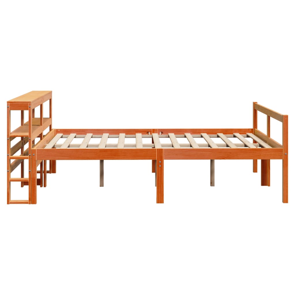 vidaXL Estructura cama con cabecero madera pino marrón cera 120x190 cm