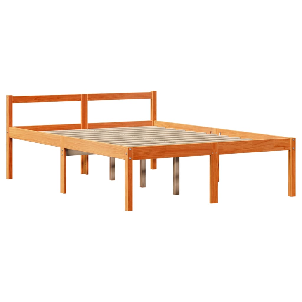 vidaXL Estructura cama con cabecero madera pino marrón cera 120x190 cm