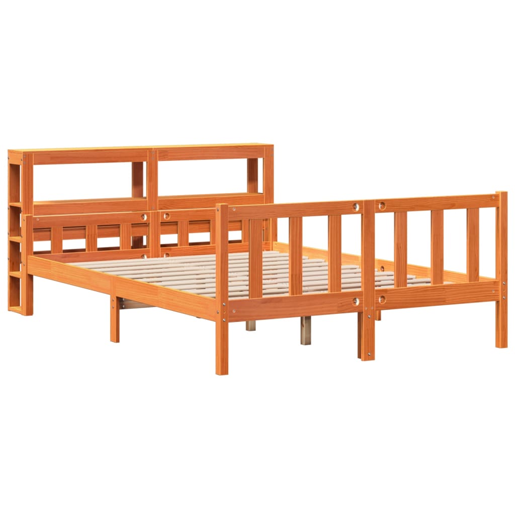 vidaXL Estructura cama con cabecero madera pino marrón cera 150x200 cm