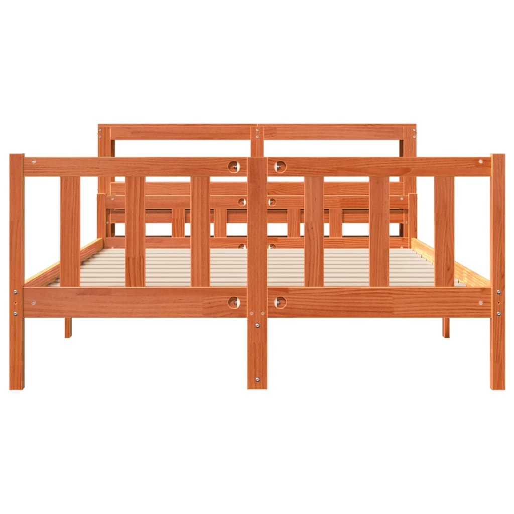 vidaXL Estructura cama con cabecero madera pino marrón cera 150x200 cm