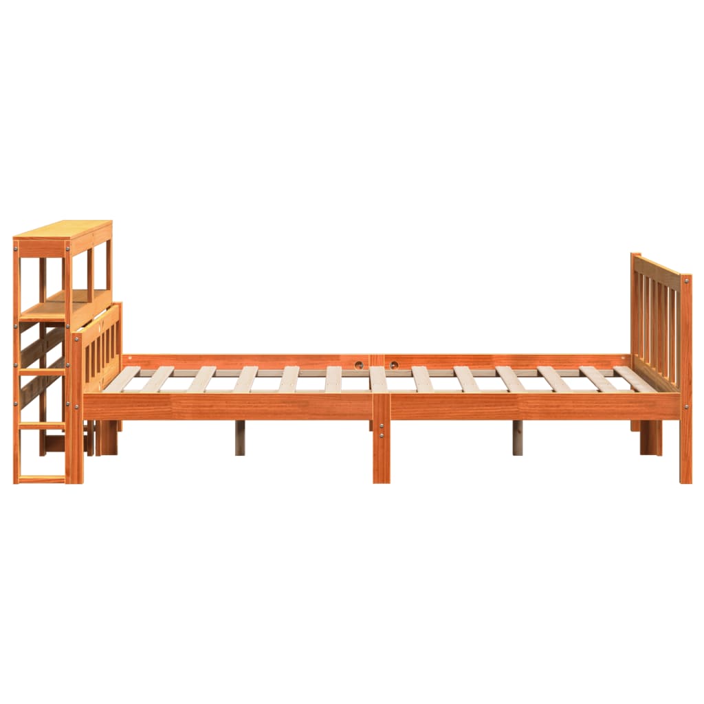 vidaXL Estructura cama con cabecero madera pino marrón cera 150x200 cm